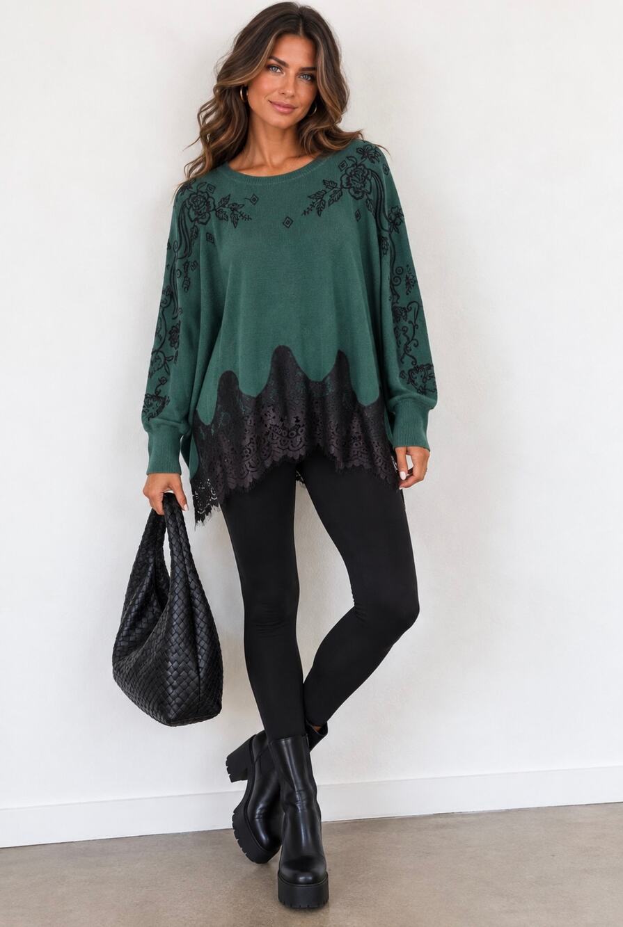 JOHNNY WAS The Laced Oversized Pullover NWT Size SMALL